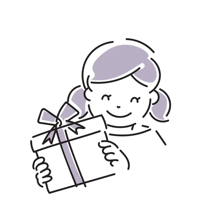 商品を手にするお客様のイラスト